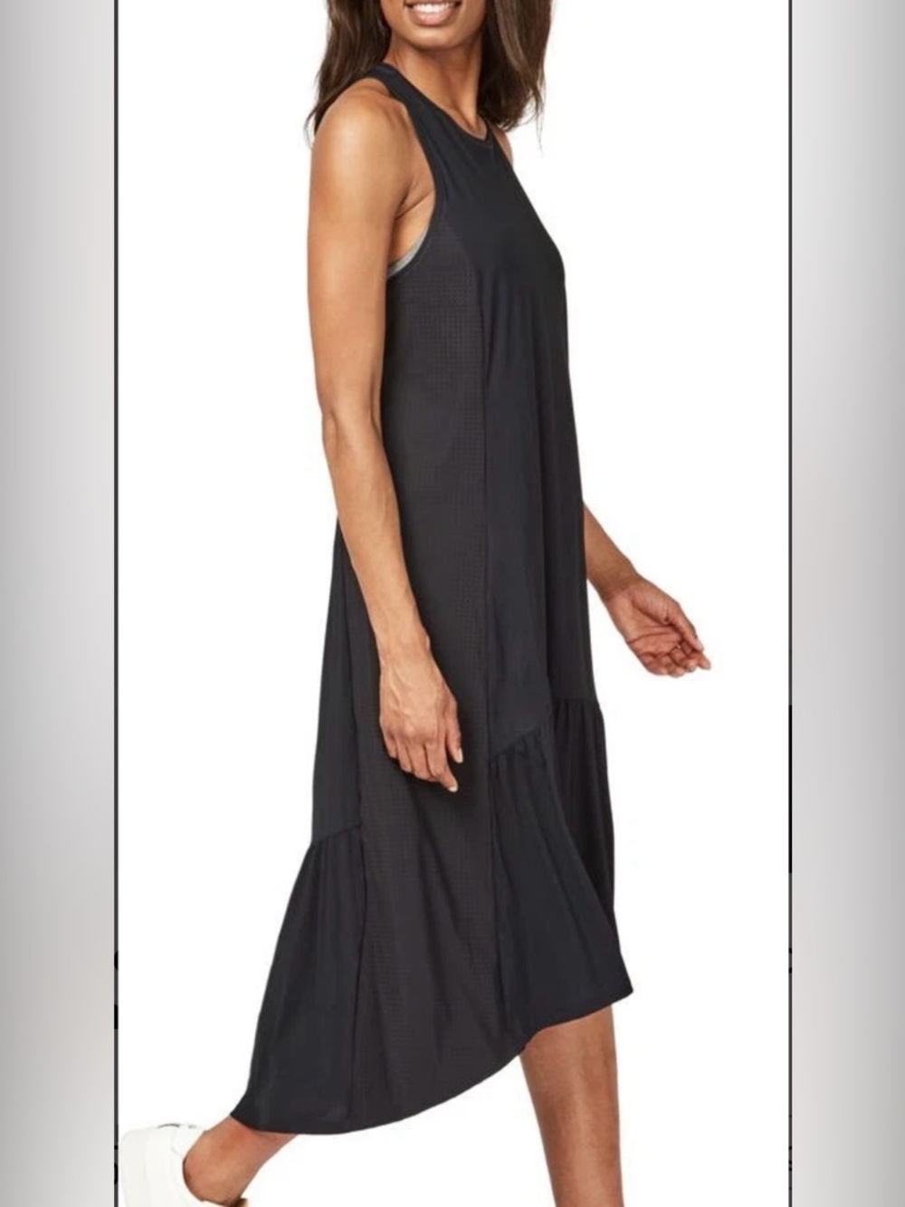 Sweaty Betty Black Sleeveless Tiered Midi Dress